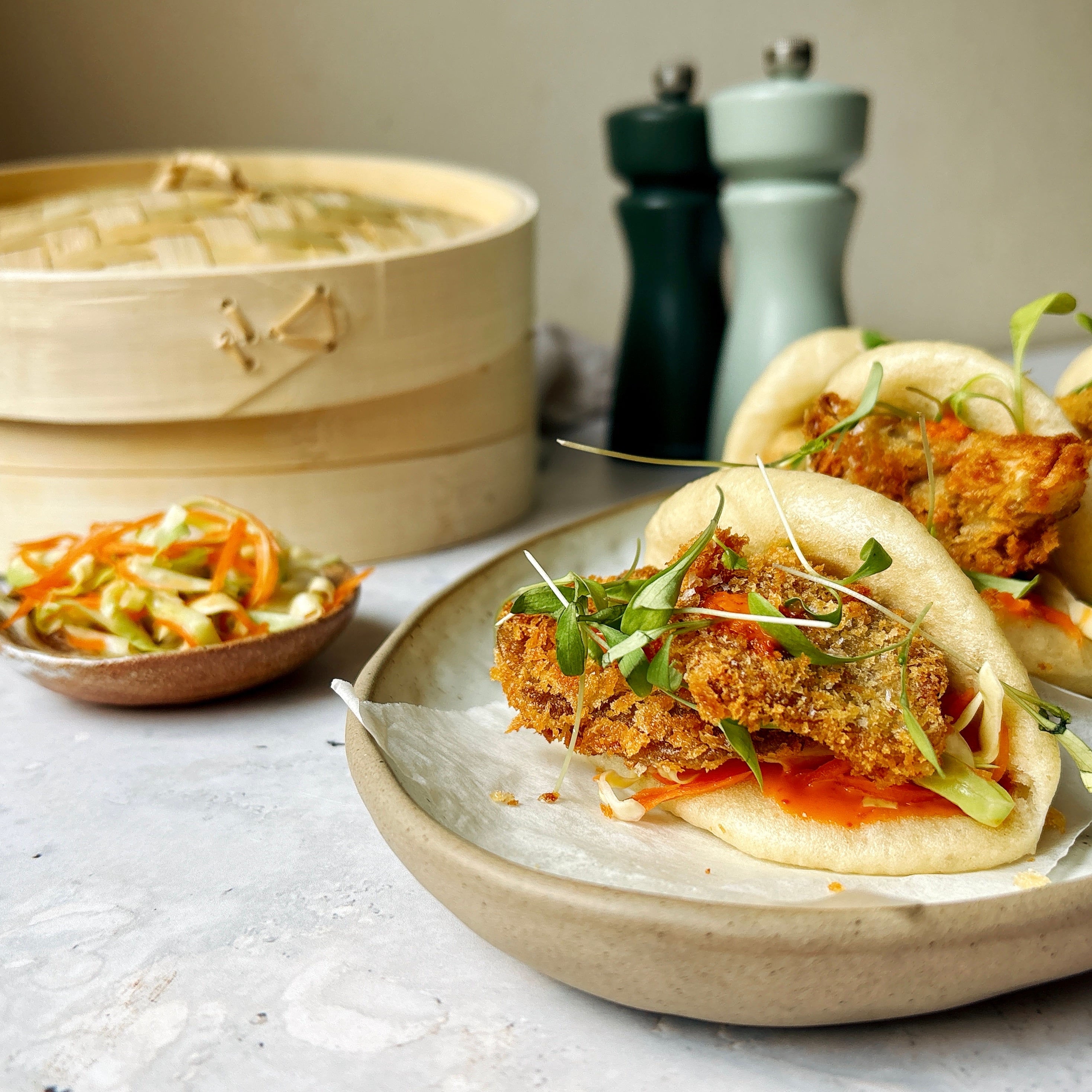 Oyster & Mushroom Steamed Bao Buns