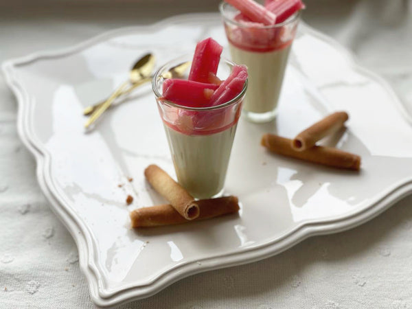 Lemon Possets with Roasted Rhubarb and Ginger