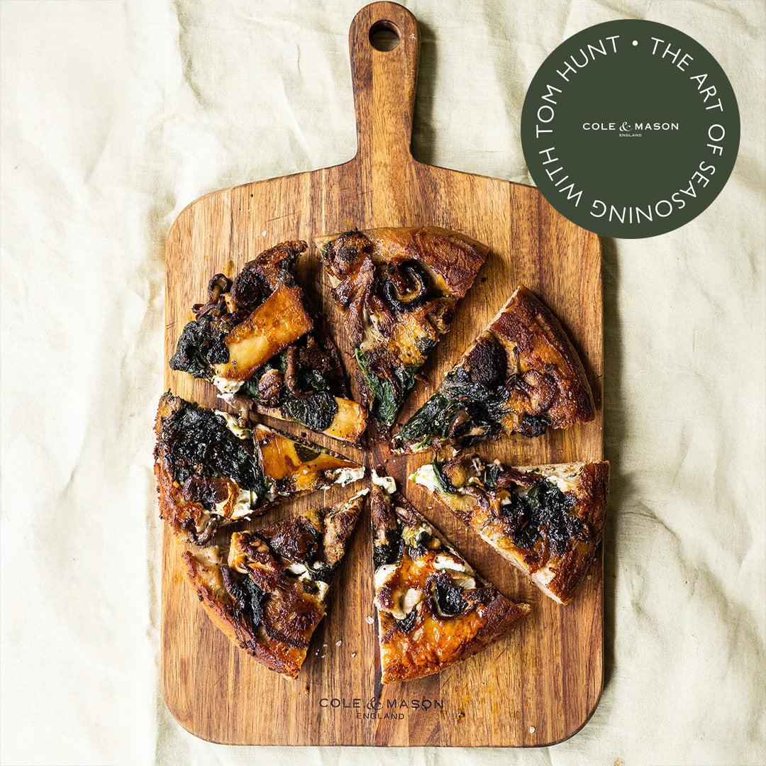 Upside-Down Mushroom, Spinach, and Mascarpone Pizza