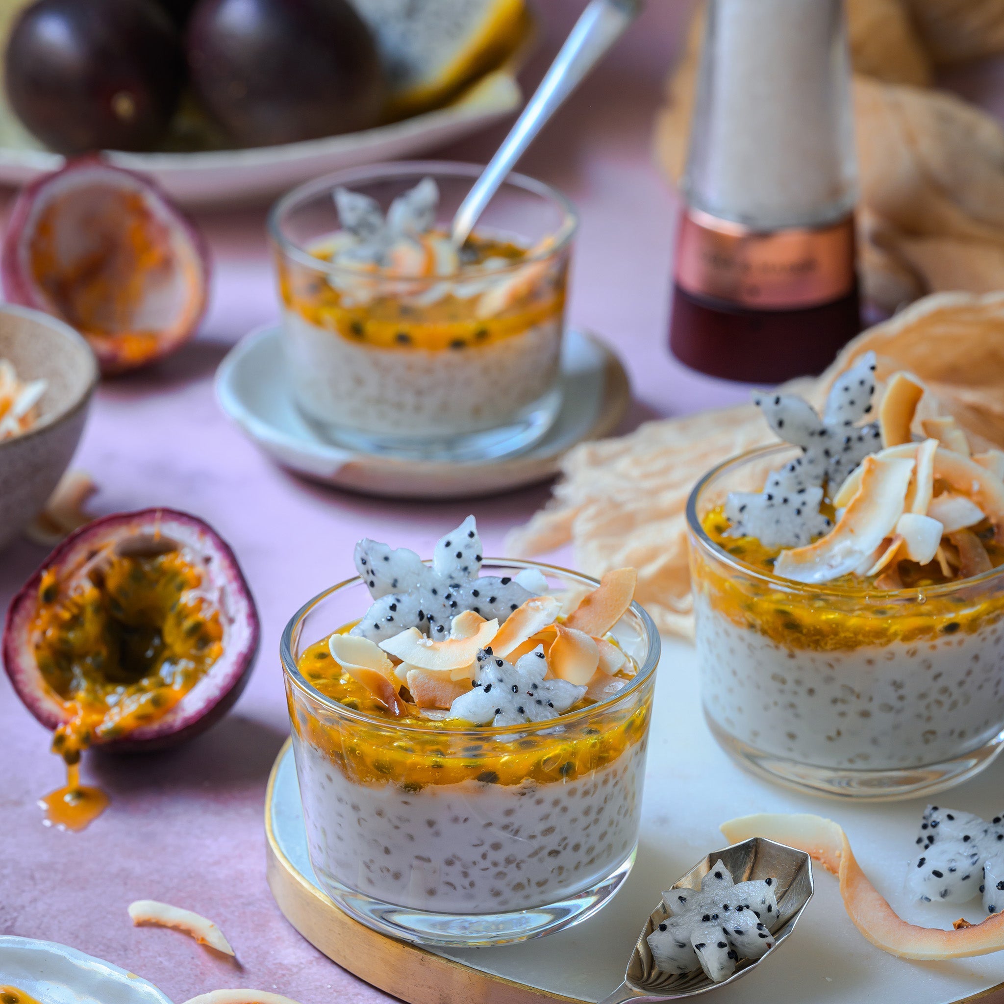 Passionfruit, Lime & Coconut Tapioca Puddings