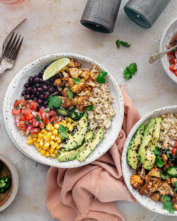 Vegan Roasted Cauliflower Burrito Bowl