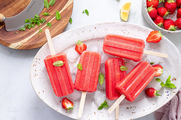 Easy Strawberry & Mint Popsicles