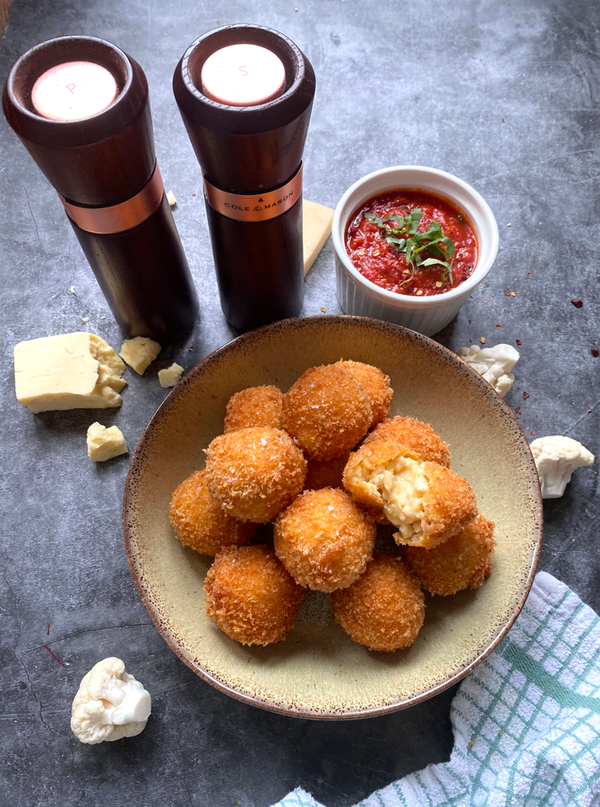 Vegetarian Cauliflower Balls with Spicy Marinara Sauce