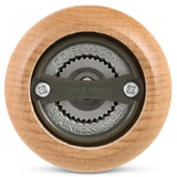 Close-up view of the bottom of the Cole & Mason King Pepper Baseball Bat Pepper Mill 710mm, highlighting its stainless steel grinding mechanism engraved with Cole & Mason and Stainless Steel.