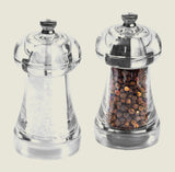 The Cole & Mason UK Everyday Salt & Pepper Mill Set Acrylic 110mm includes two clear mills—one with coarse white salt, one with whole black peppercorns. Both feature adjustable grinds and durable ceramic mechanisms for perfect seasoning.
