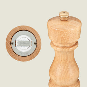 #salt&pepperset
Base and grinding detail of Cole & Mason London salt mill in beech
